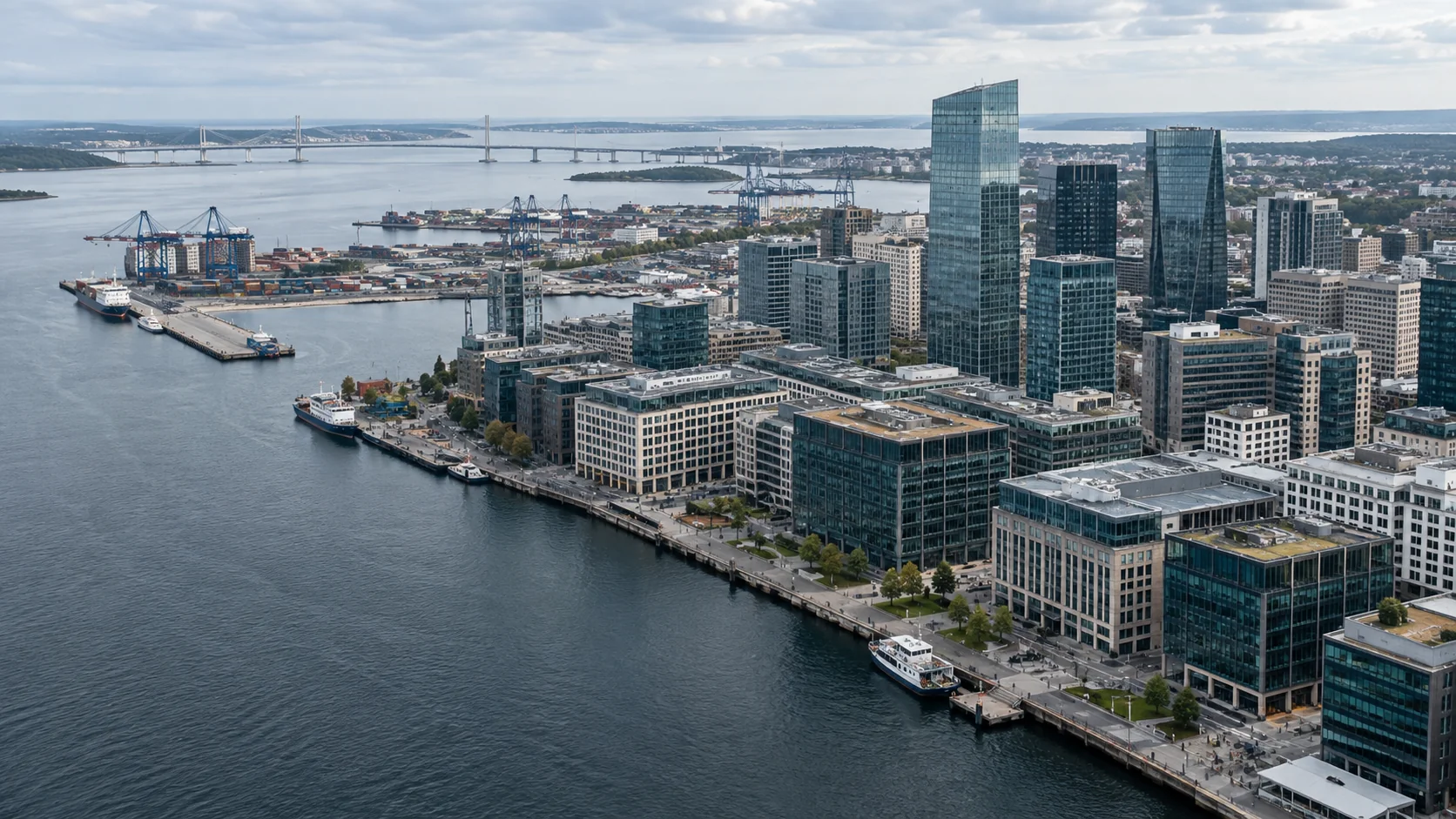 Illustrative financial district and waterfront